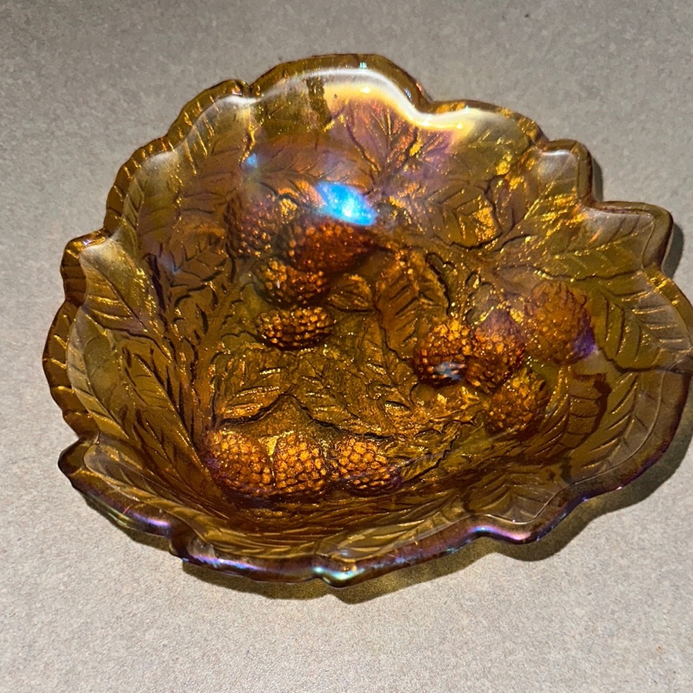 Carnival Glass Art with Ornate Detailing